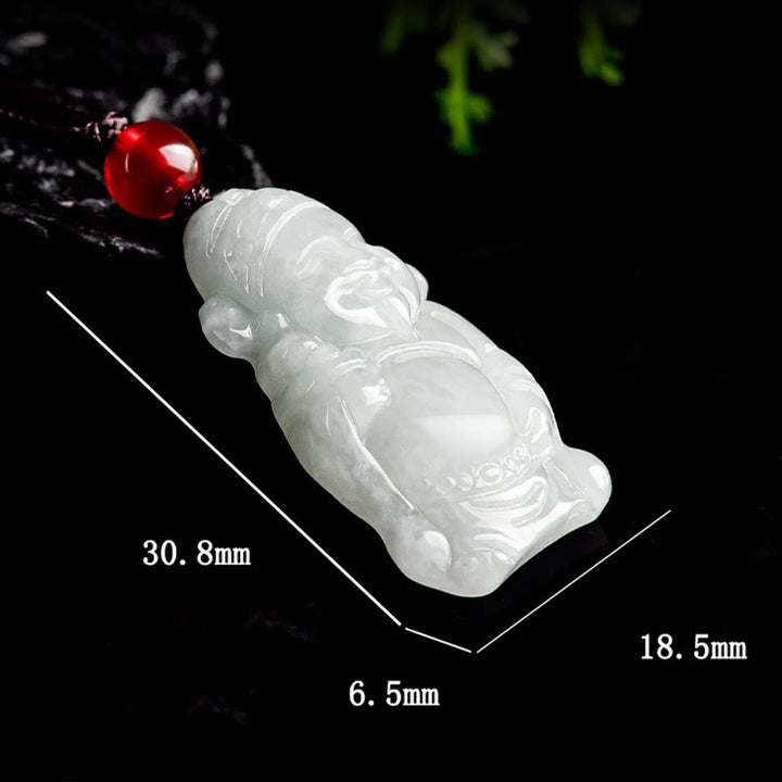 Buddha Stones Colgante de Collar de Jade Natural Chino de Dios de la Riqueza Caishen Ingot de la Suerte