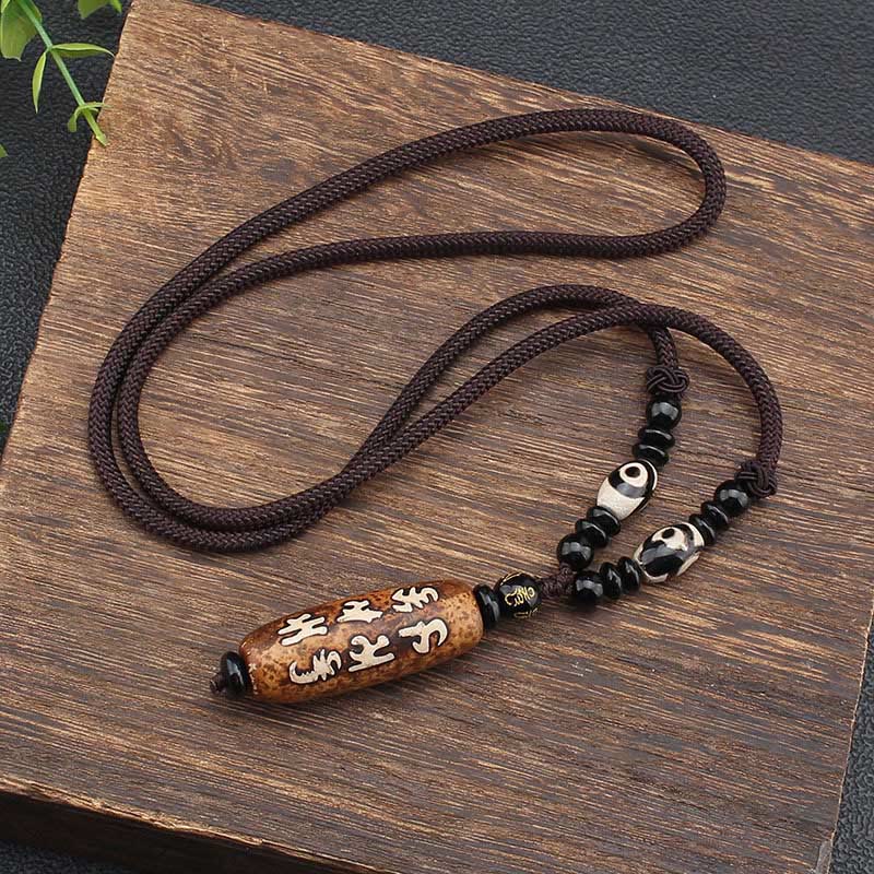 Buddha Stones Tibet Om Mani Padme Hum Dzi Bead Avalokitesvara Patrón Collar Colgante de Riqueza - image 4