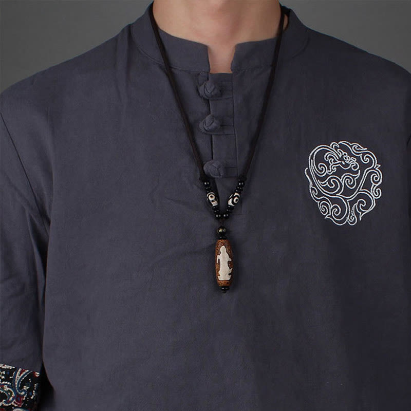 Buddha Stones Tibet Om Mani Padme Hum Dzi Bead Avalokitesvara Patrón Collar Colgante de Riqueza - image 9
