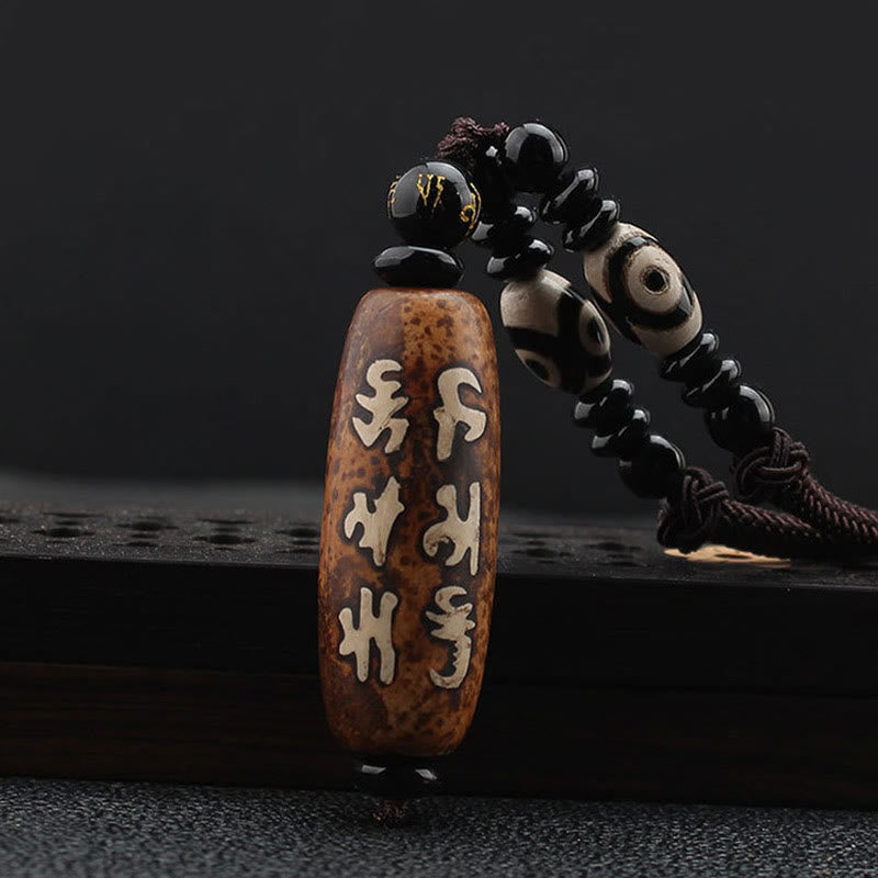 Buddha Stones Tibet Om Mani Padme Hum Dzi Bead Avalokitesvara Patrón Collar Colgante de Riqueza - Cuentas Dzi - image 1
