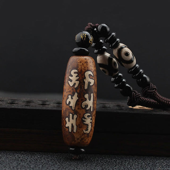Buddha Stones Tibet Om Mani Padme Hum Dzi Bead Avalokitesvara Patrón Collar Colgante de Riqueza - Cuentas Dzi - image 1