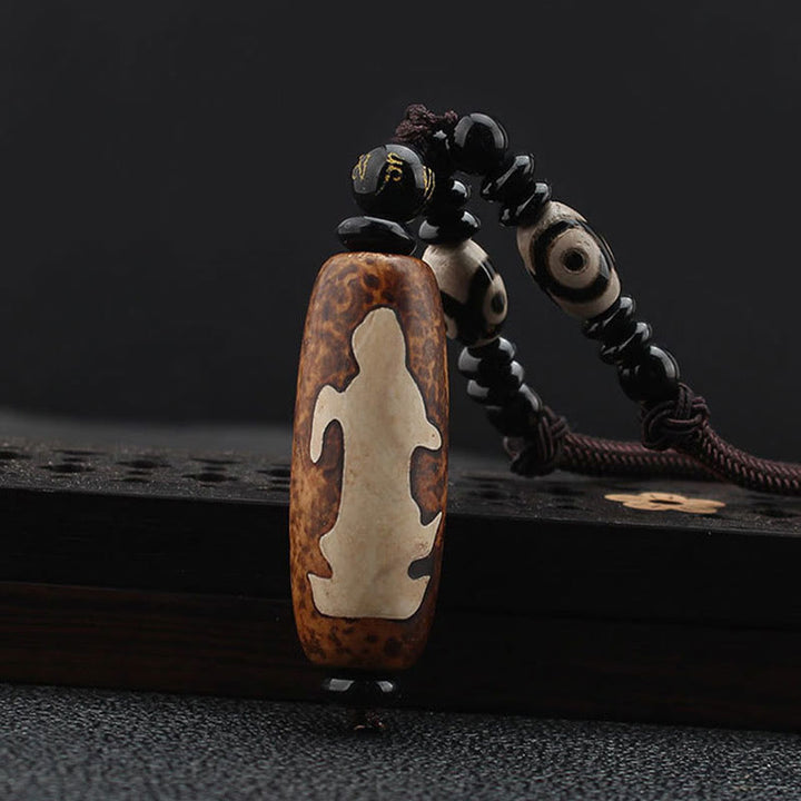 Buddha Stones Tibet Om Mani Padme Hum Dzi Bead Avalokitesvara Patrón Collar Colgante de Riqueza - image 3