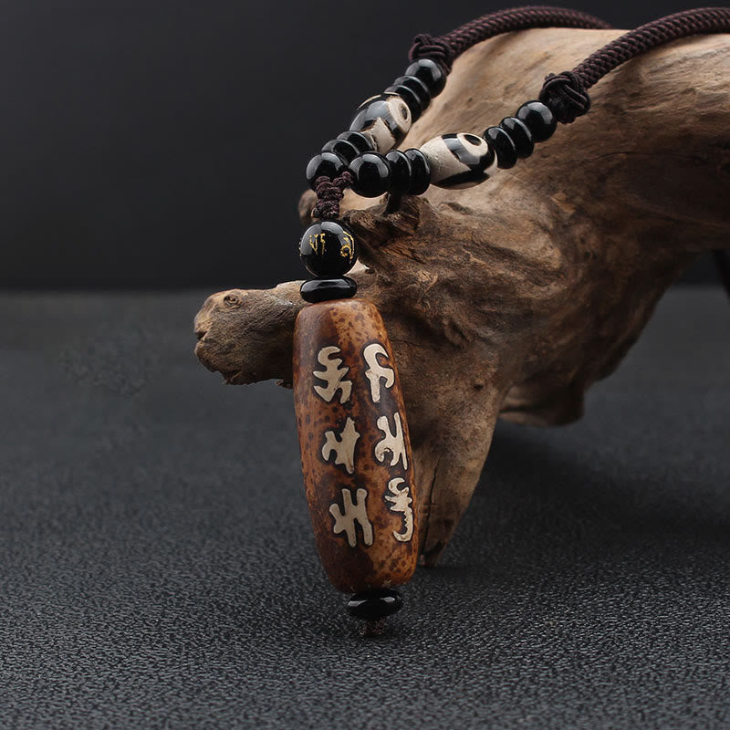 Buddha Stones Tibet Om Mani Padme Hum Dzi Bead Avalokitesvara Patrón Collar Colgante de Riqueza - image 2