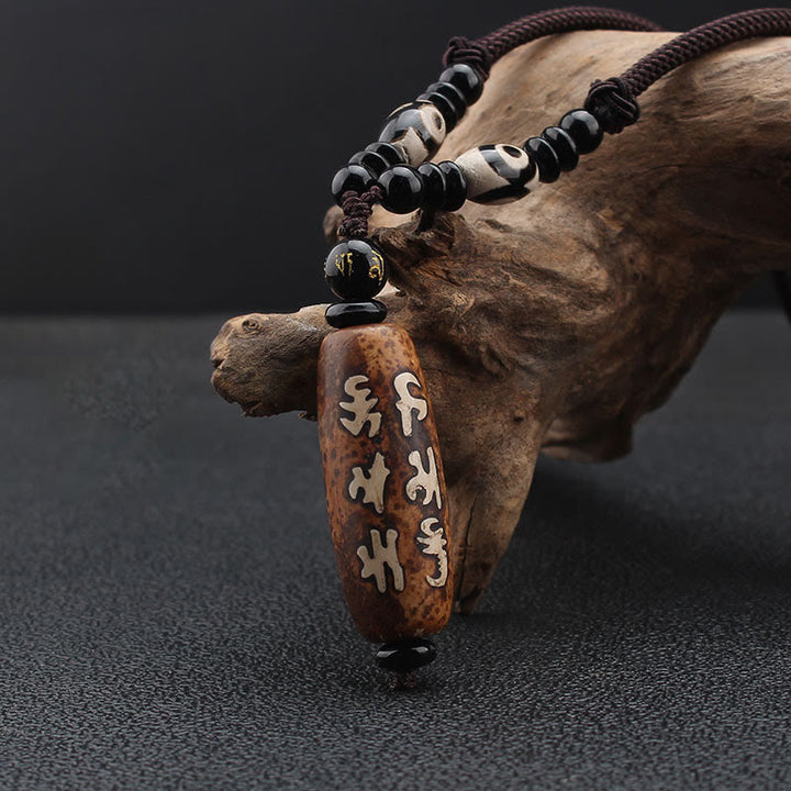 Buddha Stones Tibet Om Mani Padme Hum Dzi Bead Avalokitesvara Patrón Collar Colgante de Riqueza - image 2