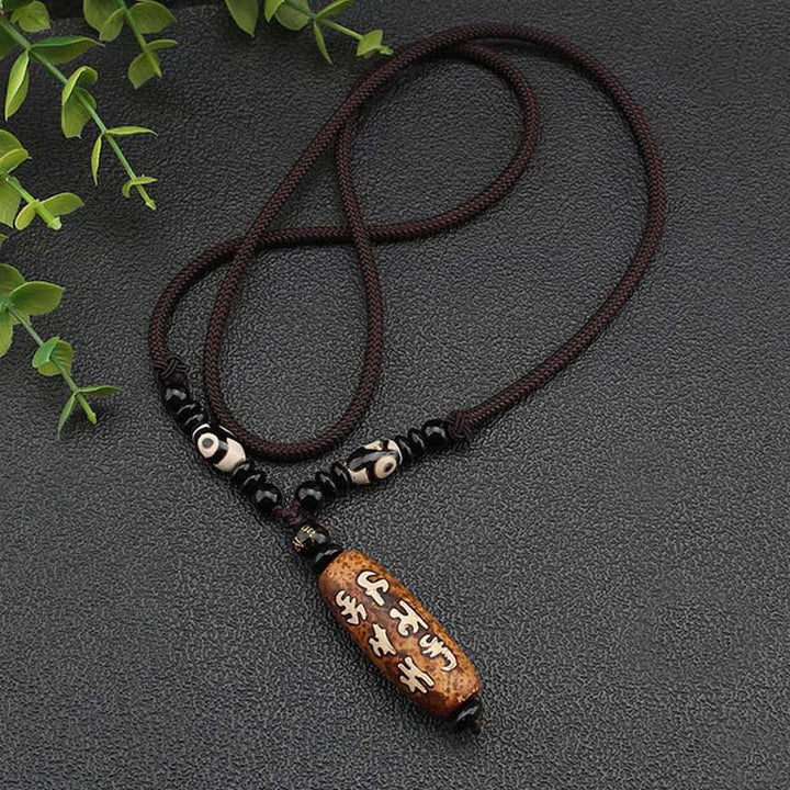 Buddha Stones Tibet Om Mani Padme Hum Dzi Bead Avalokitesvara Patrón Collar Colgante de Riqueza - image 11