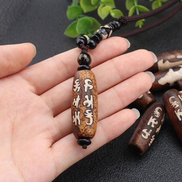 Buddha Stones Tibet Om Mani Padme Hum Dzi Bead Avalokitesvara Patrón Collar Colgante de Riqueza - image 8