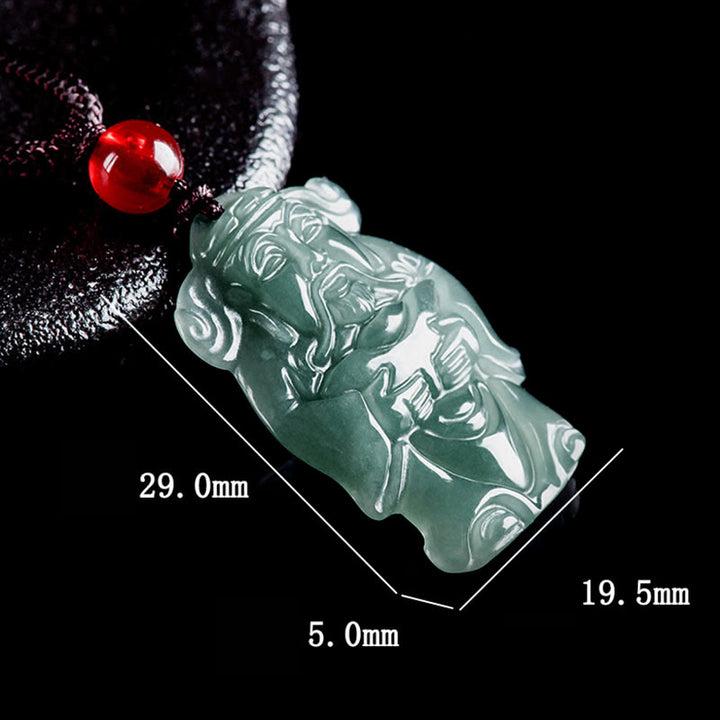Buddha Stones Colgante de Jade Verde Natural Dios Chino de la Riqueza Caishen con Abundancia