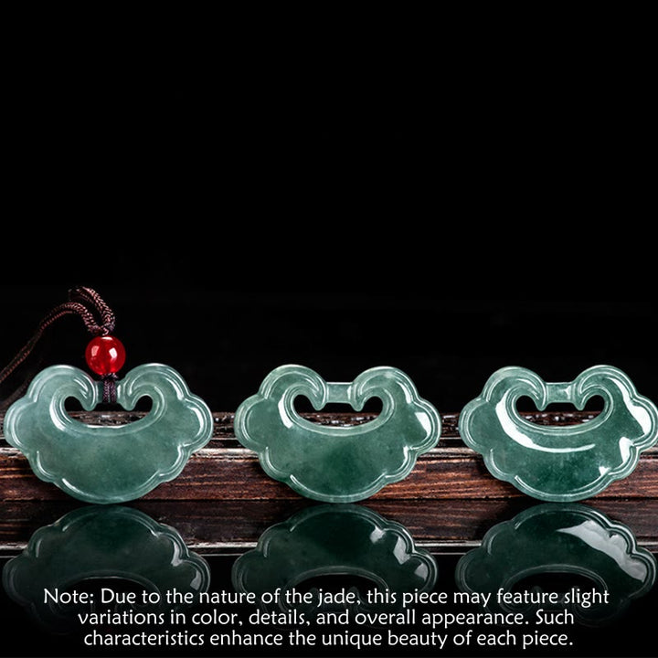Colgante de Collar de Amuleto de Suerte de Jade Verde Natural con Candado Chino Buddha Stones