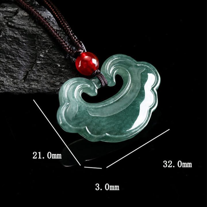 Colgante de Collar de Amuleto de Suerte de Jade Verde Natural con Candado Chino Buddha Stones