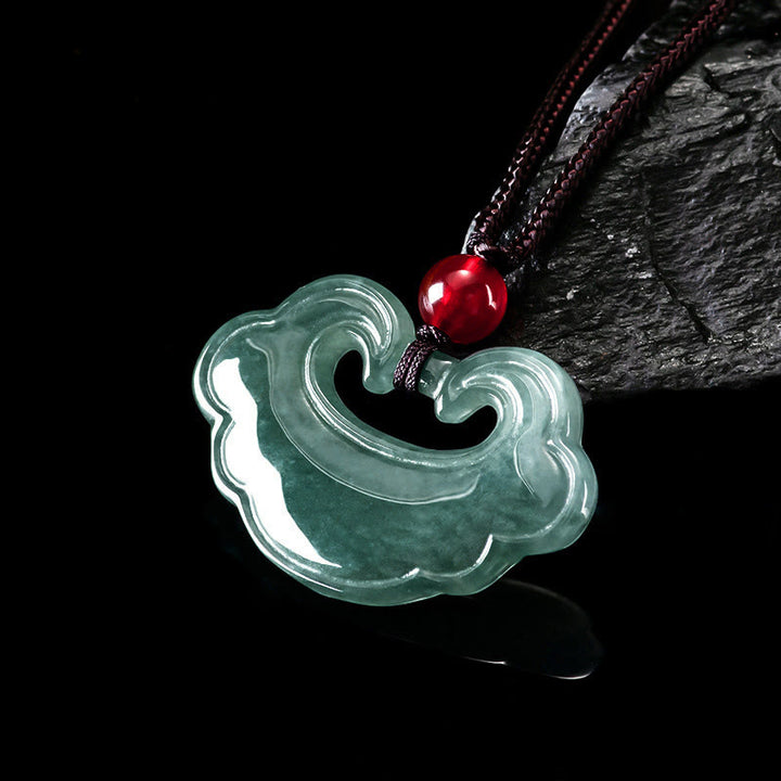 Colgante de Collar de Amuleto de Suerte de Jade Verde Natural con Candado Chino Buddha Stones