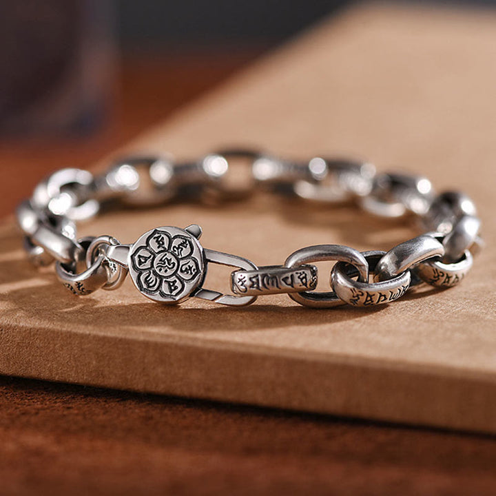 Buddha Stones Pulsera de Sabiduría y Calma con Seis Verdaderas Palabras en Plata de Ley 925 - 21 cm apto para circunferencia de muñeca de 19-20 cm - image 0