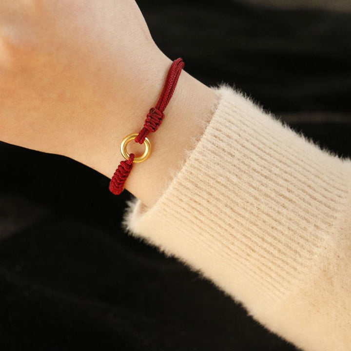 Buda Piedras Pulsera de Aleación con Amuleto de Paz y Hilo Rojo de la Suerte