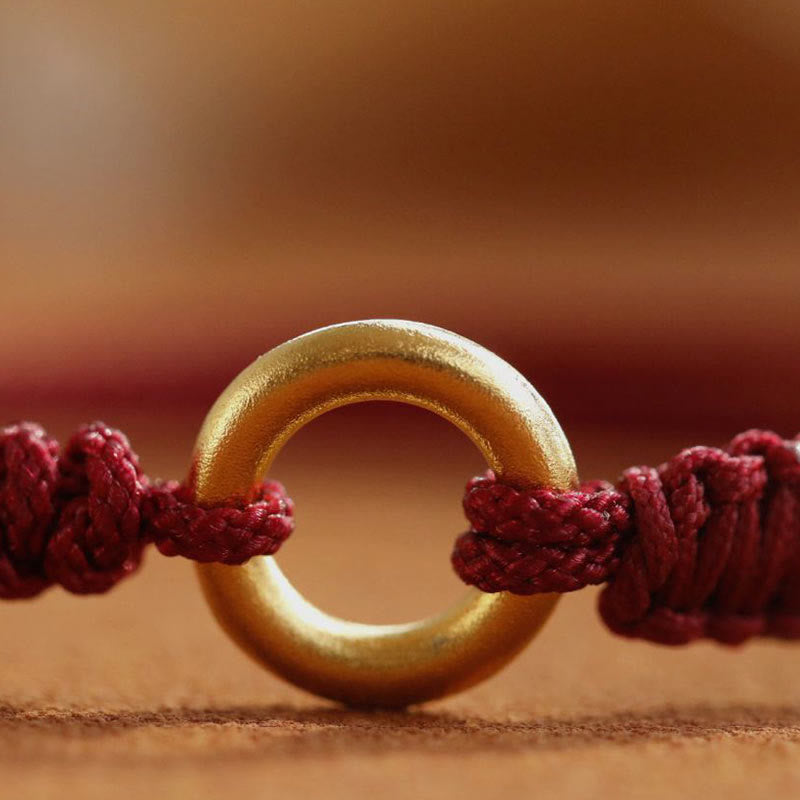 Buda Piedras Pulsera de Aleación con Amuleto de Paz y Hilo Rojo de la Suerte