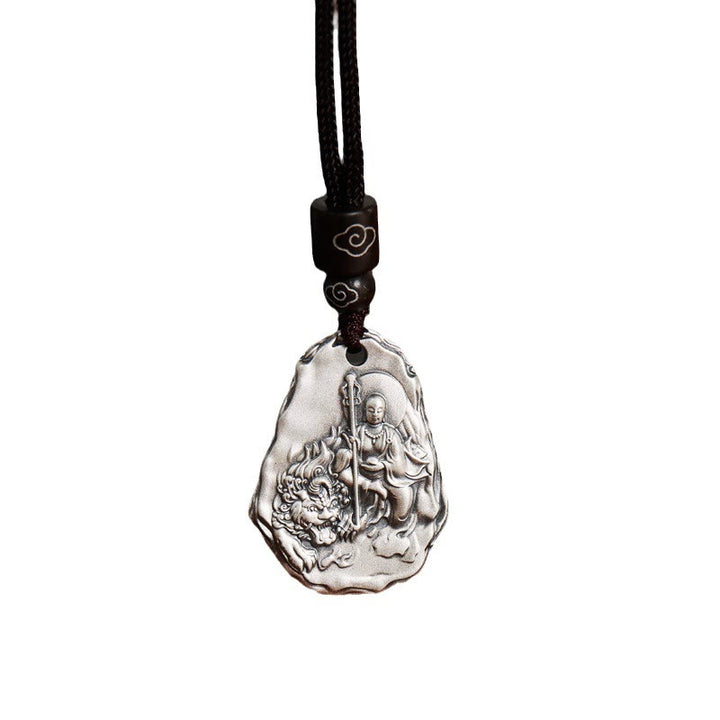 Buddha Stones Collar de Colgante de Diosa Zakiram del Buda Ksitigarbha de Plata de Ley 999 - image 2