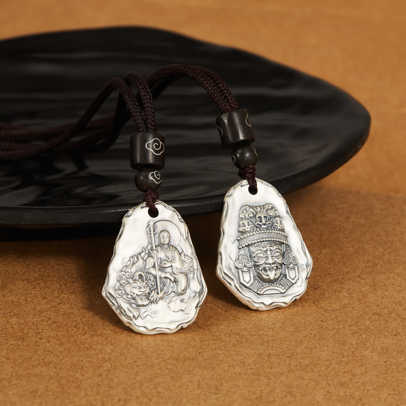 Buddha Stones Collar de Colgante de Diosa Zakiram del Buda Ksitigarbha de Plata de Ley 999 - image 5