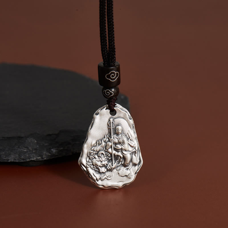Buddha Stones Collar de Colgante de Diosa Zakiram del Buda Ksitigarbha de Plata de Ley 999 - Buda Ksitigarbha - image 1