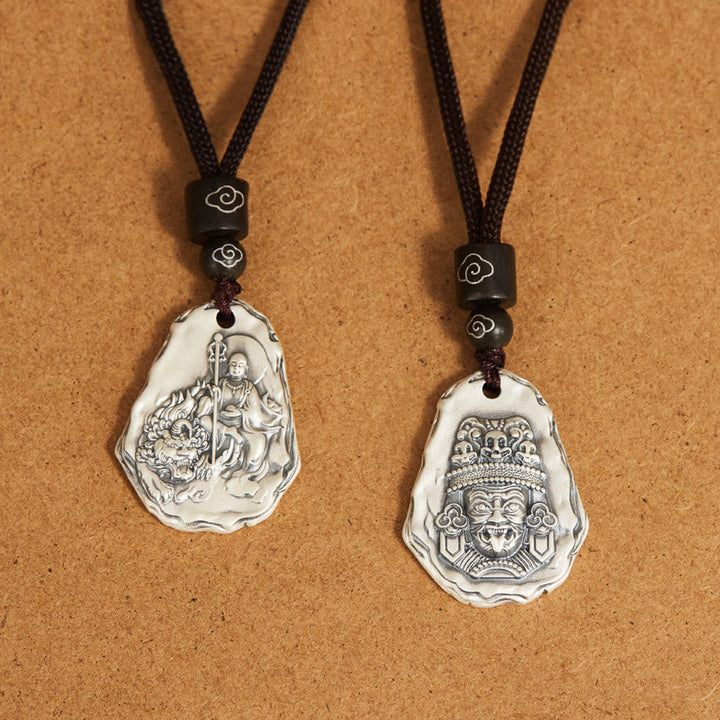 Buddha Stones Collar de Colgante de Diosa Zakiram del Buda Ksitigarbha de Plata de Ley 999 - image 8