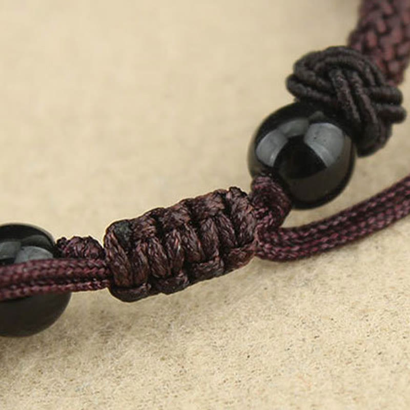 Buddha Stones Collar colgante de abalorio Dzi tibetano de nueve ojos de Dzi de tres ojos cuerda protectora