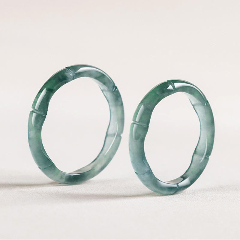 Anillo de Abundancia y Prosperidad de Buda Stones en Jade Natural y Bambú