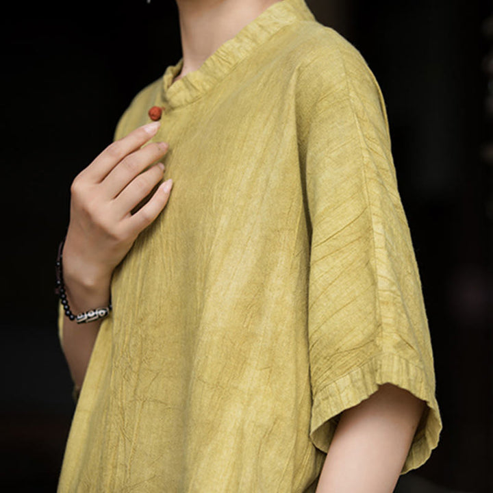 Vestido midi de lino de ramio teñido a mano Buddha Stones y pantalones anchos con bolsillos - image 10