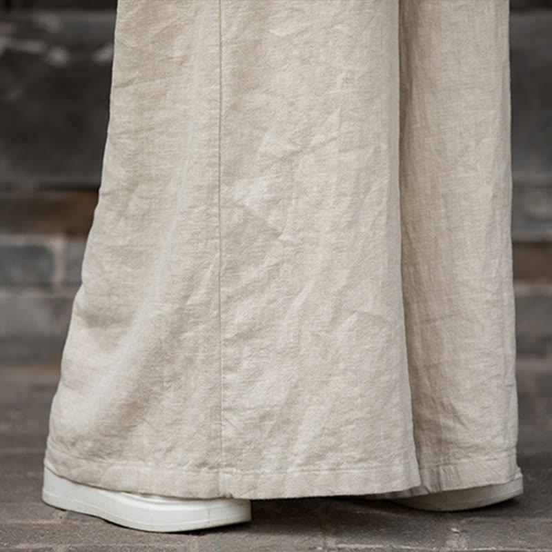 Buddha Stones Vestido midi de lino de ramio teñido a mano con botones de rana y bolsillos y pantalones de pierna ancha - image 37