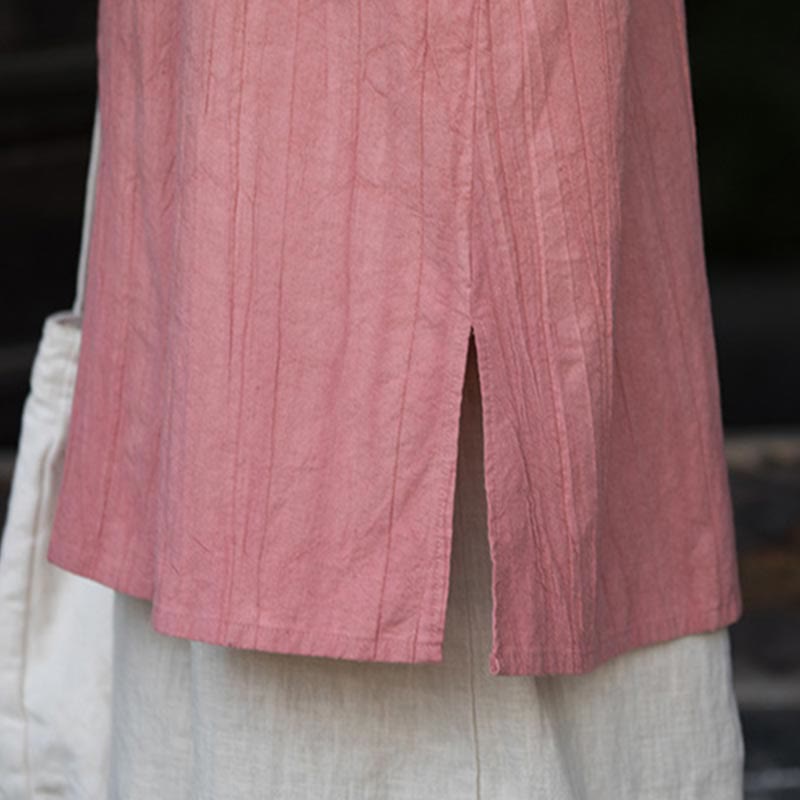 Buddha Stones Vestido midi de lino de ramio teñido a mano con botones de rana y bolsillos y pantalones de pierna ancha - image 22