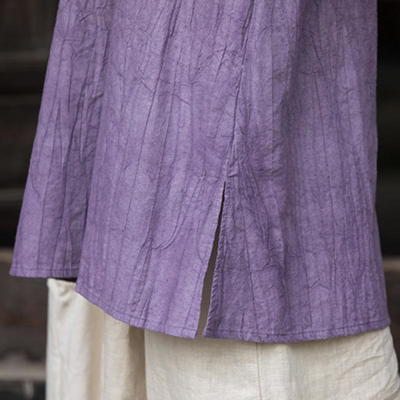 Buddha Stones Vestido midi de lino de ramio teñido a mano con botones de rana y bolsillos y pantalones de pierna ancha - image 11