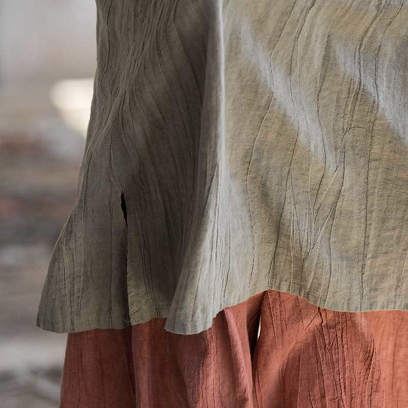 Buddha Stones Vestido camisero sin mangas con botones de rana Pantalones de pierna ancha de lino y ramio con bolsillos - image 17