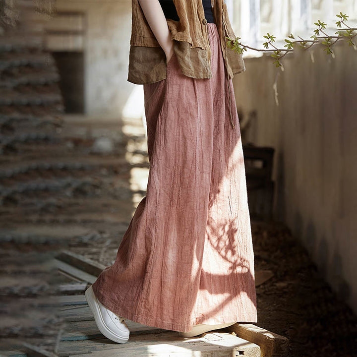 Buddha Stones Vestido camisero sin mangas con botones de rana Pantalones de pierna ancha de lino y ramio con bolsillos - image 40