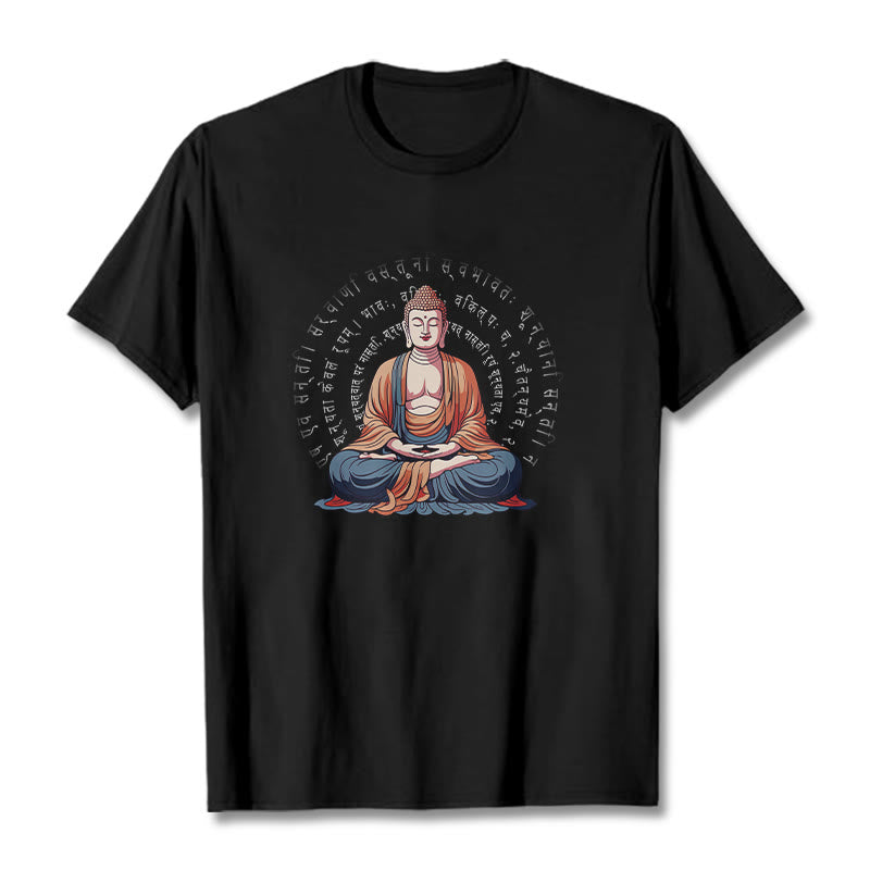 Camiseta Buddha Stones Sūtra del Corazón Sánscrito La Forma No Es Otra Que Vacuidad - Negro - 2XL - image 4