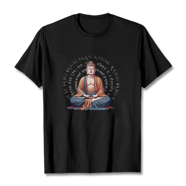 Camiseta Buddha Stones Sūtra del Corazón Sánscrito La Forma No Es Otra Que Vacuidad - Negro - 2XL - image 4