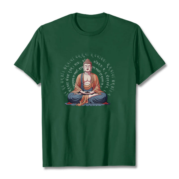 Camiseta Buddha Stones Sūtra del Corazón Sánscrito La Forma No Es Otra Que Vacuidad - Verde bosque - 2XL - image 10