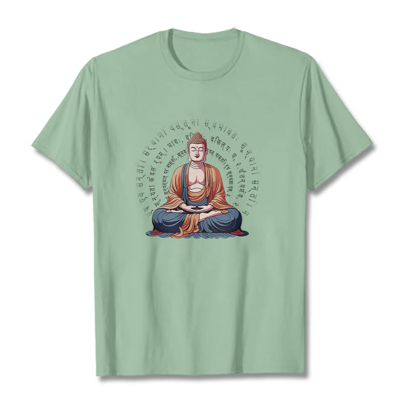 Camiseta Buddha Stones Sūtra del Corazón Sánscrito La Forma No Es Otra Que Vacuidad - Verde pálido - 2XL - image 14