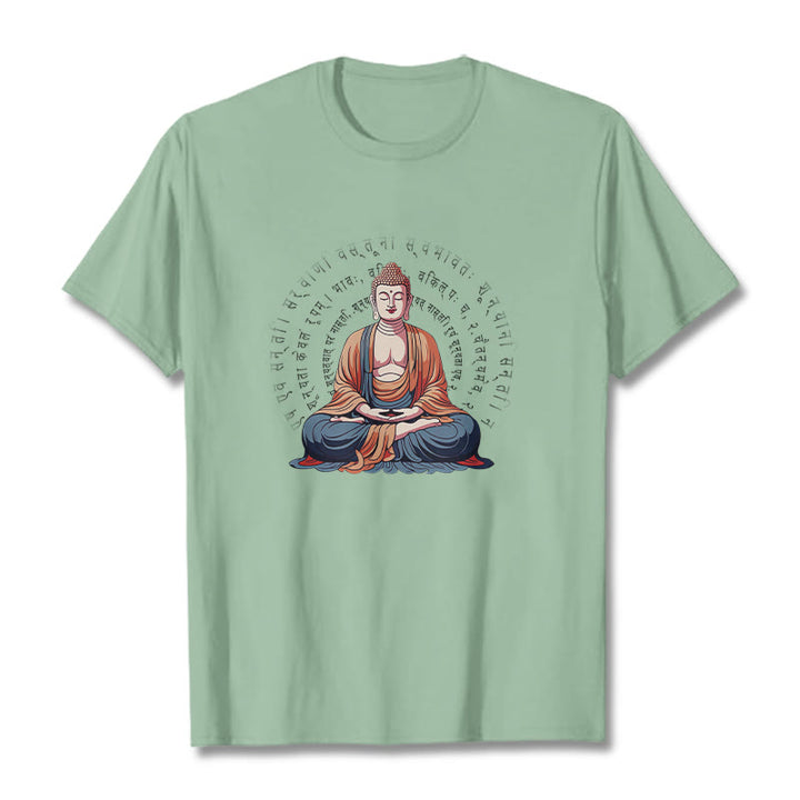 Camiseta Buddha Stones Sūtra del Corazón Sánscrito La Forma No Es Otra Que Vacuidad - Verde pálido - 2XL - image 14