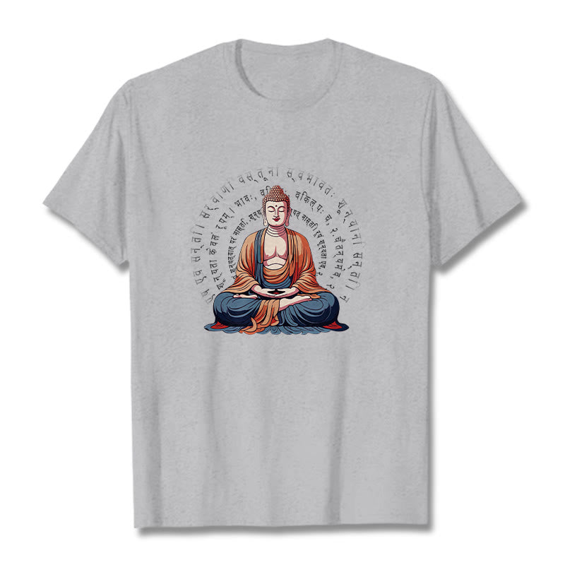 Camiseta Buddha Stones Sūtra del Corazón Sánscrito La Forma No Es Otra Que Vacuidad - Gris claro - 2XL - image 1