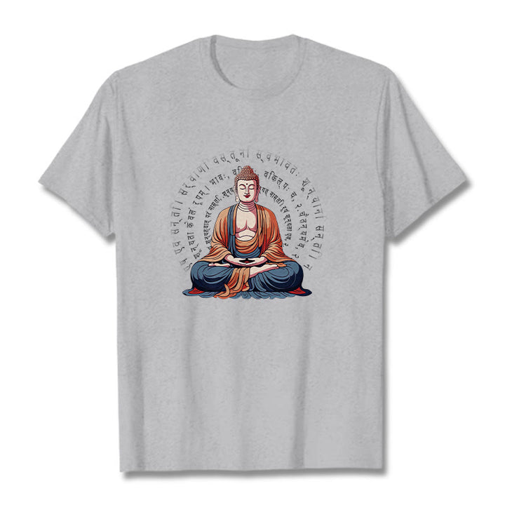 Camiseta Buddha Stones Sūtra del Corazón Sánscrito La Forma No Es Otra Que Vacuidad - Gris claro - 2XL - image 1