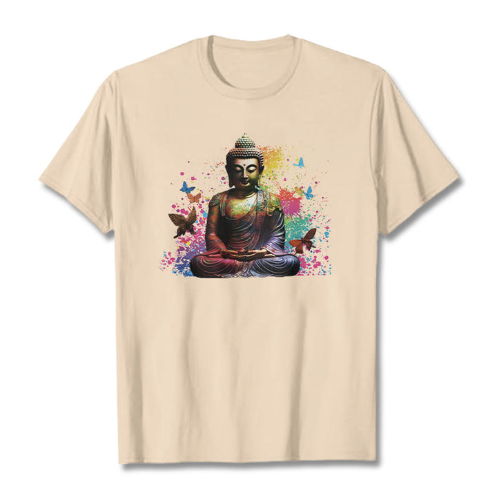 Camiseta con diseño de Buda y mariposa colorida en meditación de Buddha Stones - Sopa de mariscos - 2XL - image 8