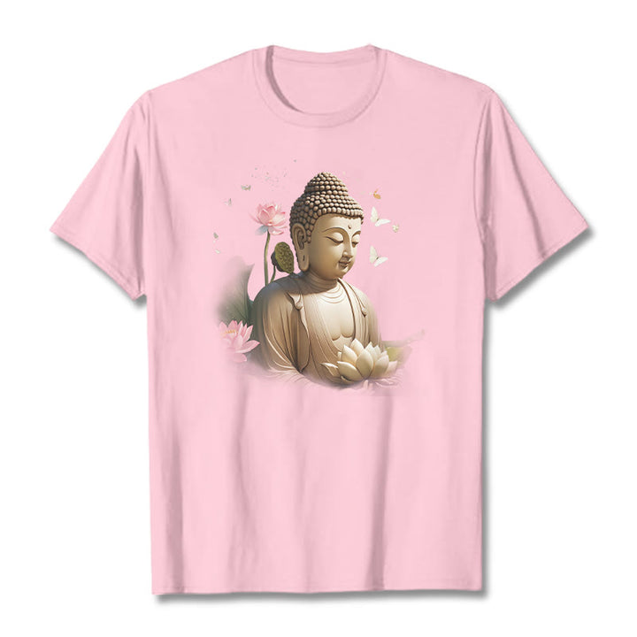 Camiseta de Buda de Meditación con Loto y Mariposa de Buddha Stones - Rosa claro - 2XL - image 12