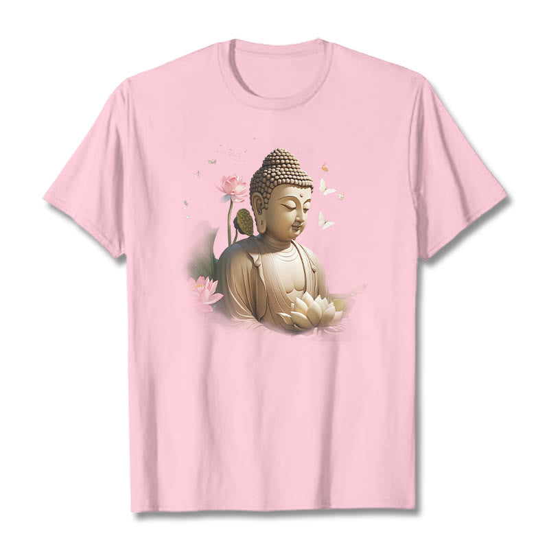 Camiseta de Buda de Meditación con Loto y Mariposa de Buddha Stones - rosa claro - 2XL - image 11