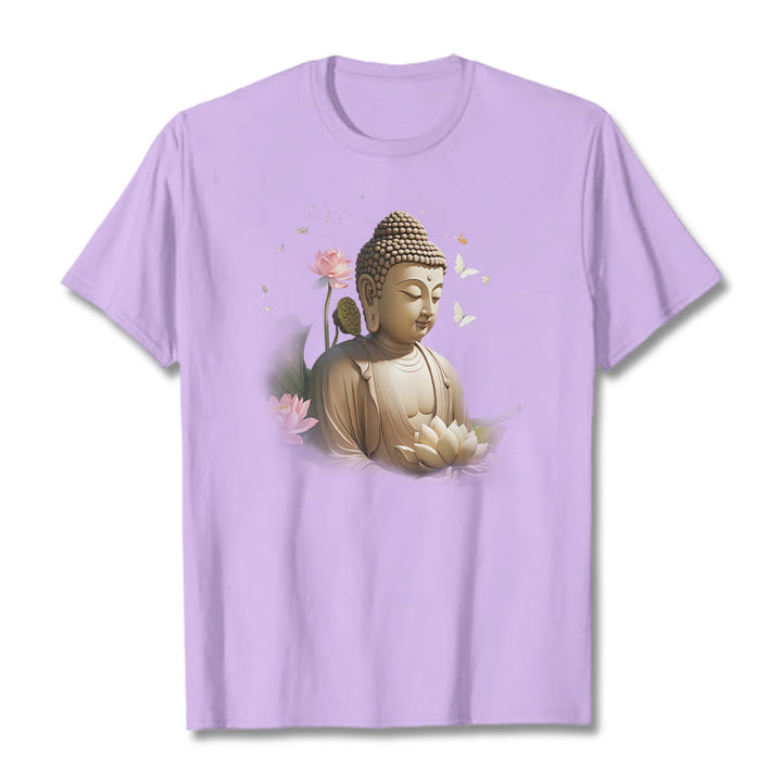 Camiseta de Buda de Meditación con Loto y Mariposa de Buddha Stones - Ciruela - 2XL - image 16