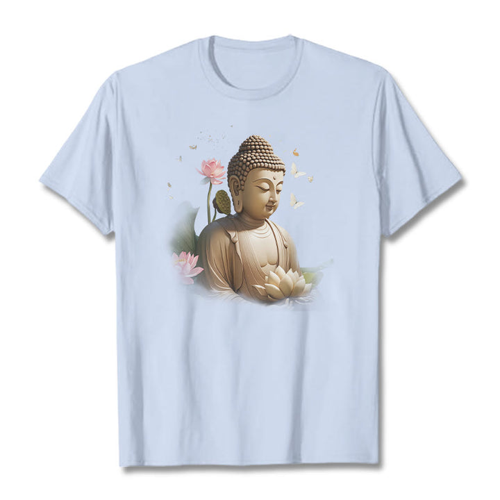 Camiseta de Buda de Meditación con Loto y Mariposa de Buddha Stones - Cian claro - 2XL - image 18