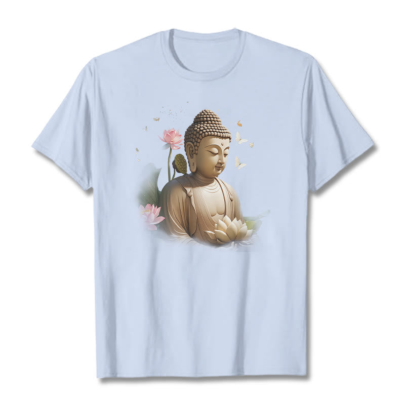 Camiseta de Buda de Meditación con Loto y Mariposa de Buddha Stones - Cian claro - 2XL - image 17