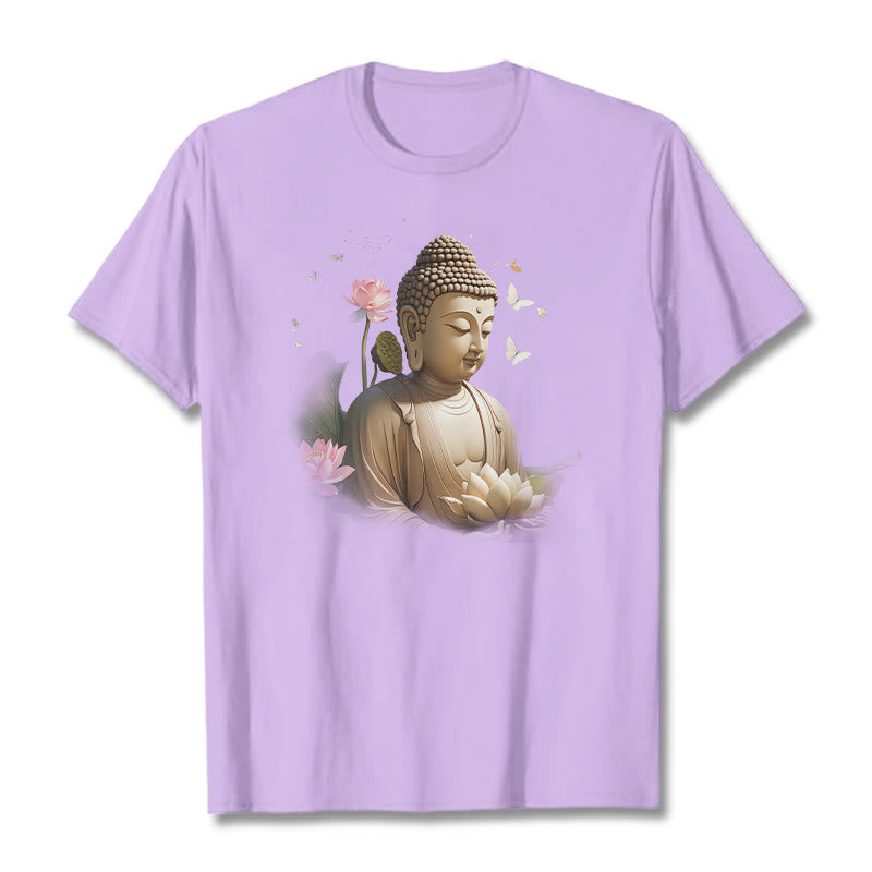 Camiseta de Buda de Meditación con Loto y Mariposa de Buddha Stones - Ciruela - 2XL - image 15