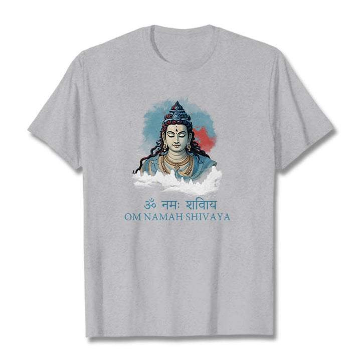 Buddha Stones Camiseta sánscrita OM NAMAH SHIVAYA con nubes coloridas - Gris claro - 2XL - image 19
