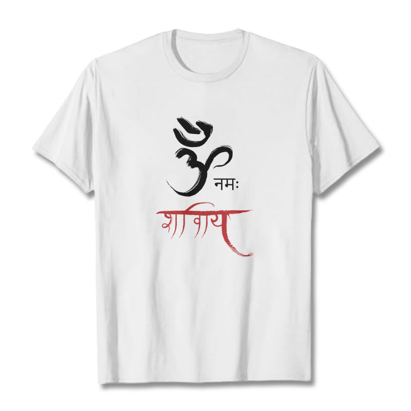 Camiseta de mantra sánscrito OM NAMAH SHIVAYA de Buddha Stones - Blanco - 2XL - image 1