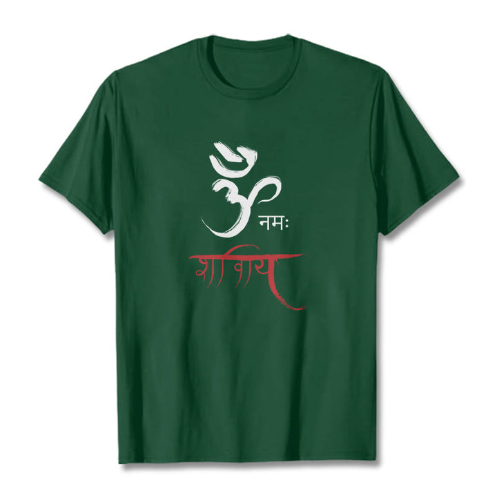 Camiseta de mantra sánscrito OM NAMAH SHIVAYA de Buddha Stones - Verde bosque - 2XL - image 10