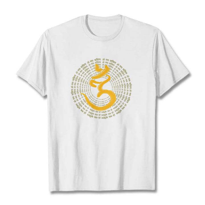 Buddha Stones 108 OM NAMAH SHIVAYA Mantra Camiseta Sánscrita - Blanco - 2XL - image 6