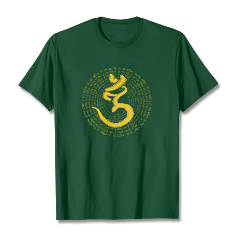 Buddha Stones 108 OM NAMAH SHIVAYA Mantra Camiseta Sánscrita - Verde bosque - 2XL - image 0
