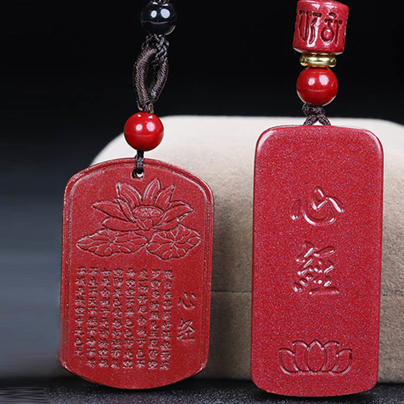 Collar de cuerda con bendición grabada, Sutra del Corazón de Loto en cinabrio de Buddha Stones - image 18