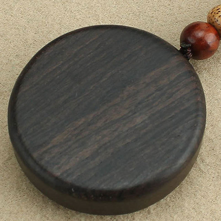 Buddha Stones Moneda de Cobre Atrae Riqueza Llavero de Madera de Ébano de Sándalo Rojo para la Suerte